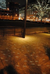 snowflake pattern from the disco balls and LED lights at the North End.