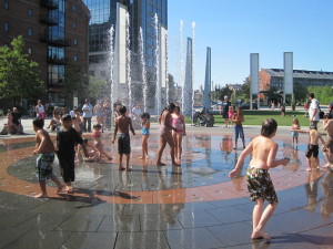 Summer fun in the Rings Fountain.