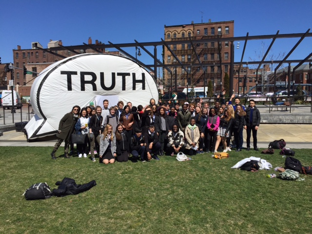 Sami’s class on a field trip to The Truth Booth