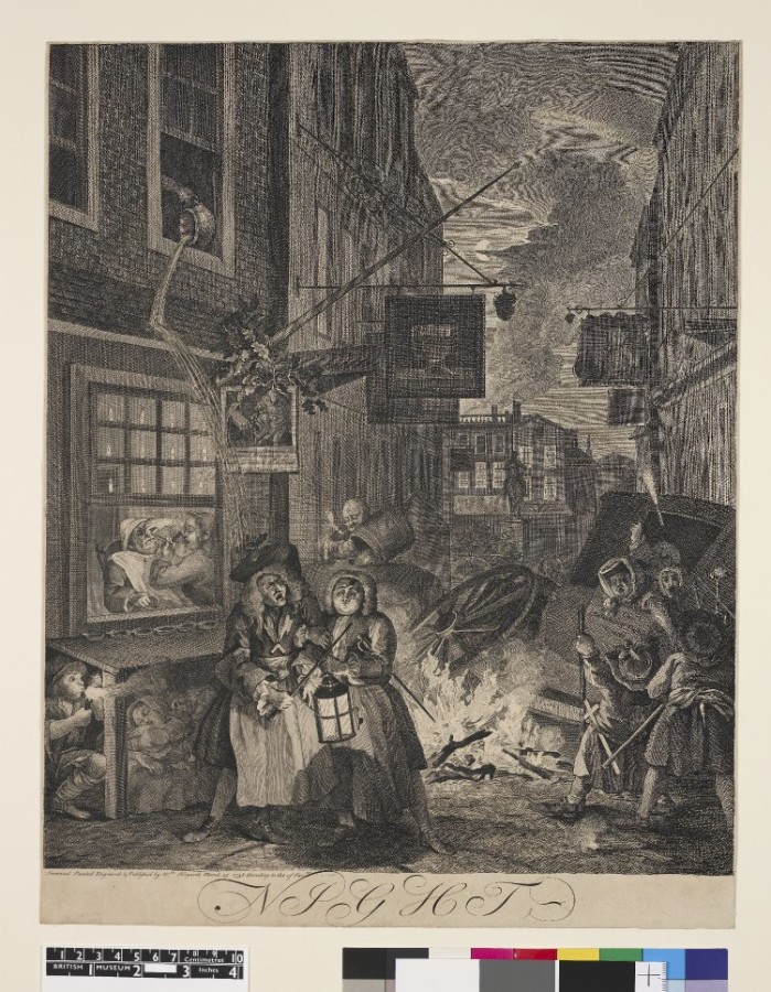 William Hogarth, “Night” from Times of Day, 1738. 
