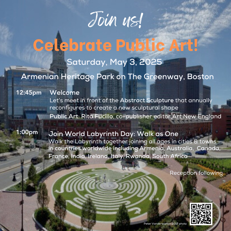 Celebrate Public Art! Abstract Sculpture & Participate in World Labyrinth Day: Walk as One at 1pm in Peace & Harmony